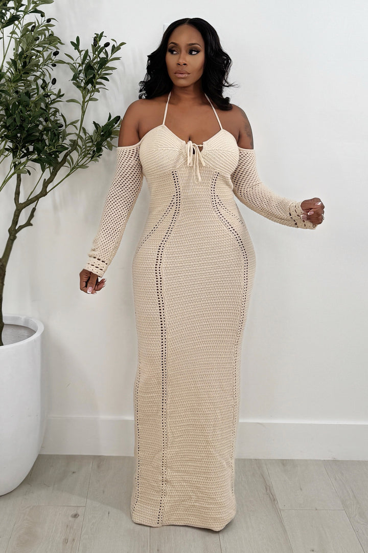 Luxury Knitted Back Out Maxi Dress (