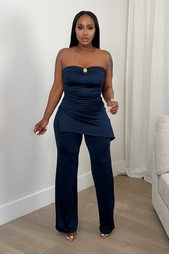 Midnight Muse Strapless Pant Set [Navy]