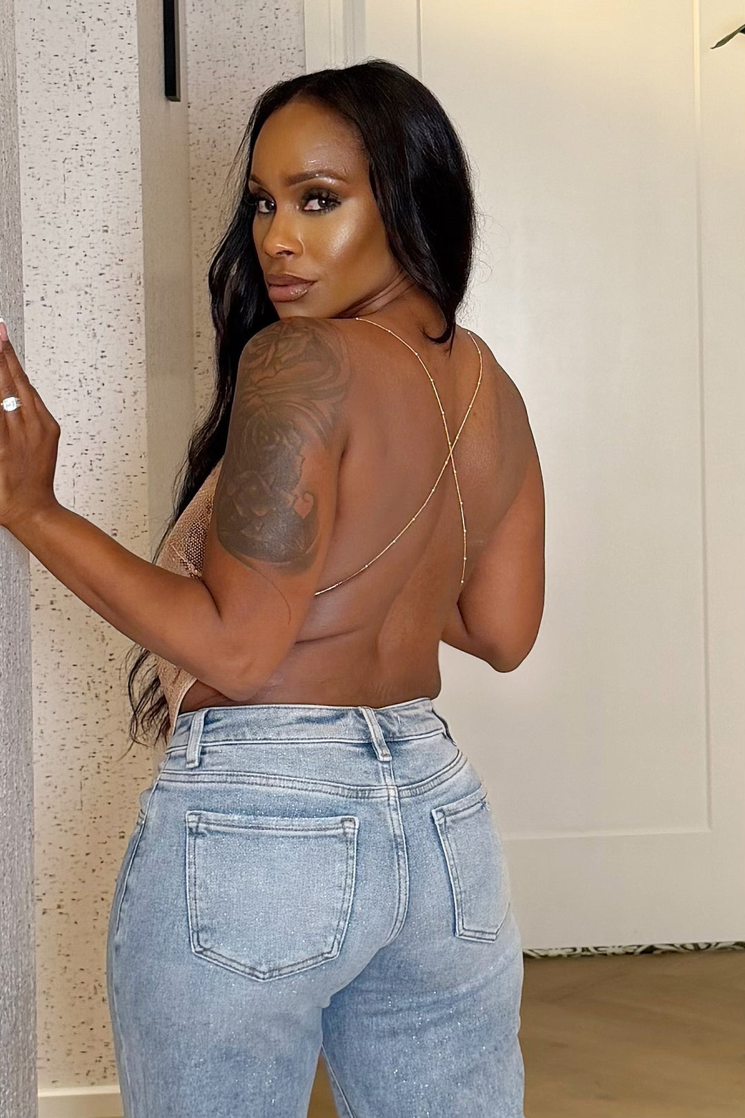 Golden Drip Sequin Top