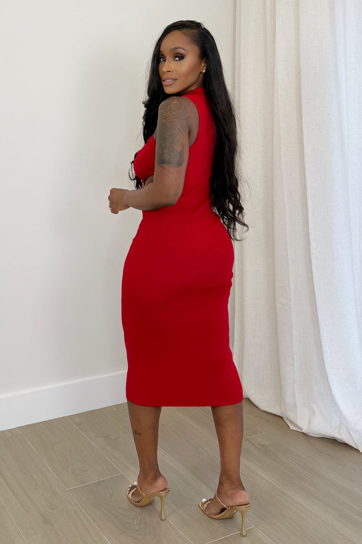 The Fire Essence Midi Dress (Red)