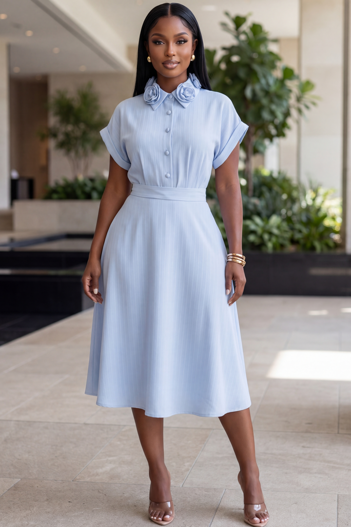 The Rosette Palais Skirt Set [Powder Blue]