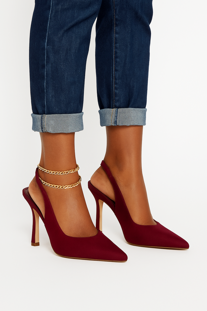 The Luxe SlingBack Heels (Burgundy)