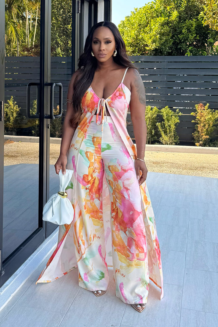 Focus On Me Floral Maxi Top & Pant Set (Pink Multi)