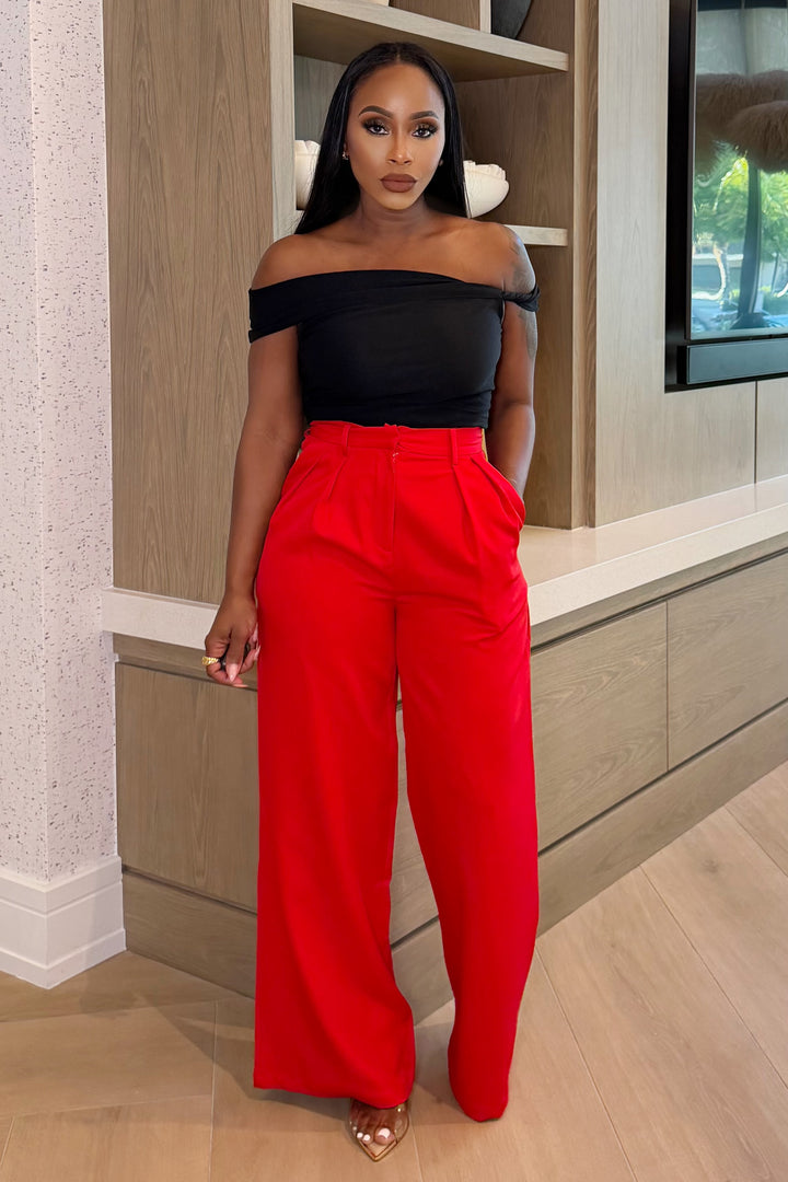 Go with the Flow Wide-Leg Pants [Red]