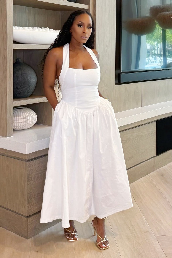 On Spot halter skater dress (White)