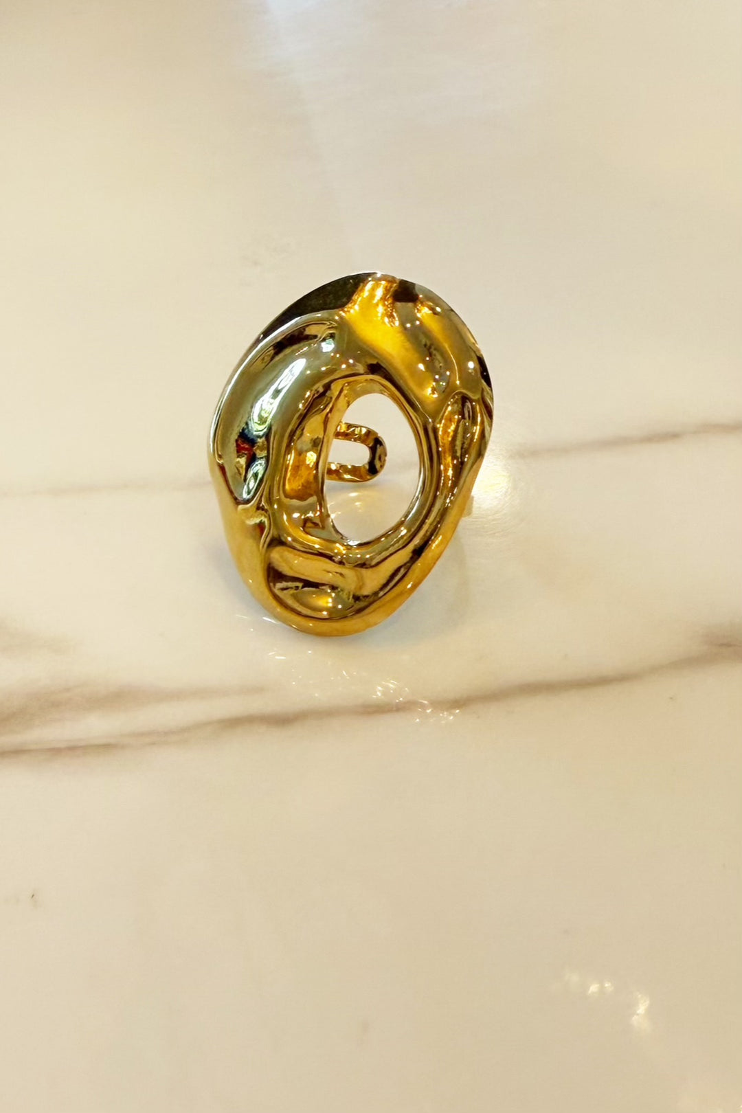 Open detail open cuff ring (Gold)
