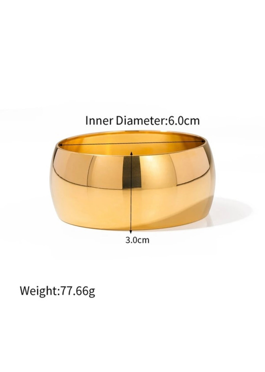 Waterproof Stainless Steel Big Bangle (Gold)