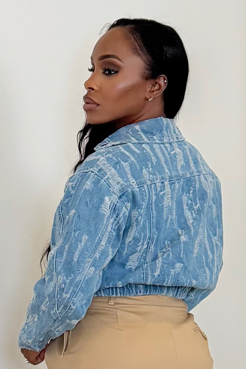 City Cool Cropped Denim Jacket [Blue Denim]