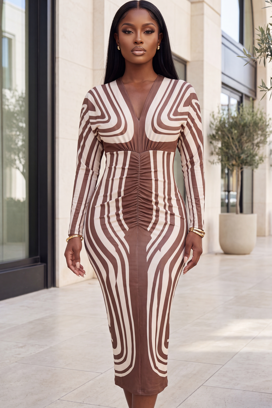 The Geometric Contour Midi Dress
