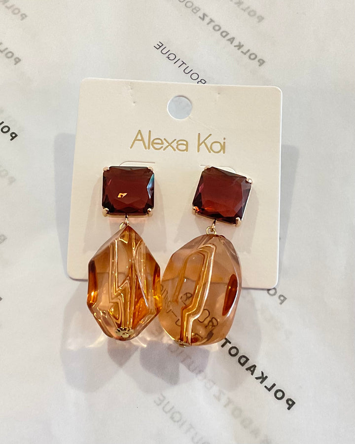 Faceted oval drop earrings