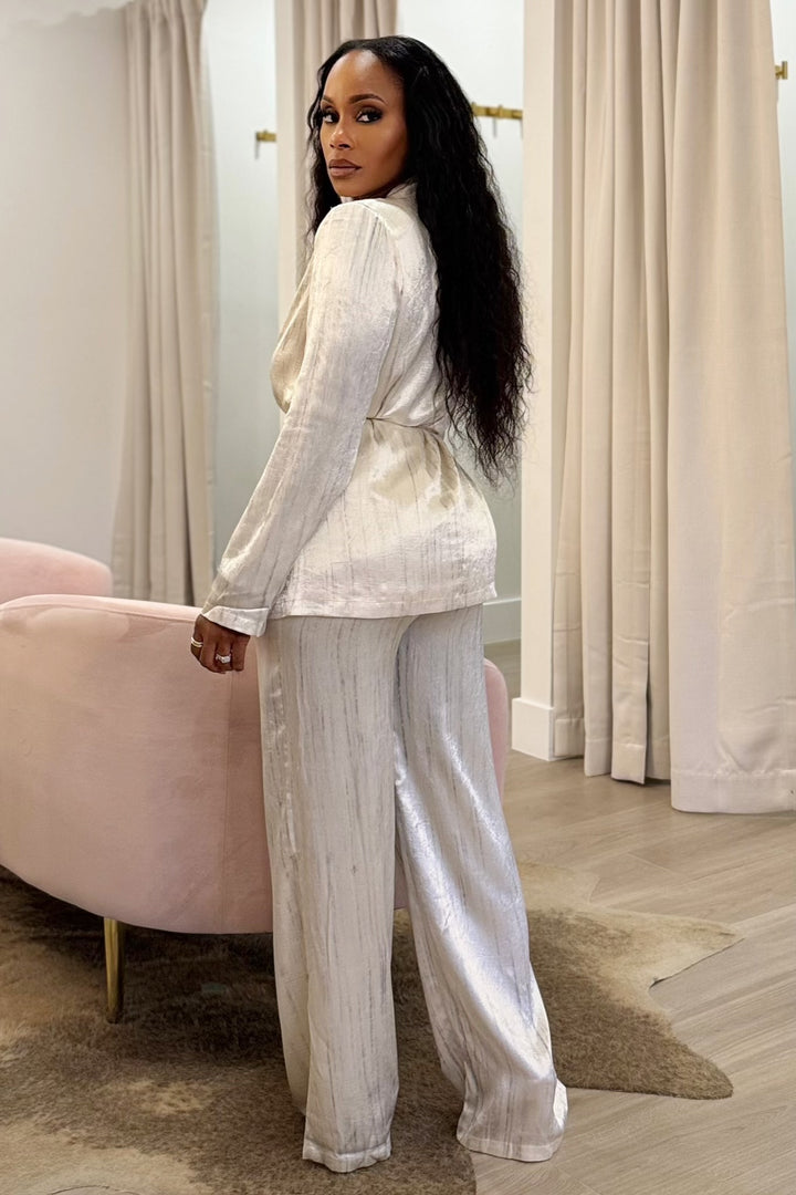 The Main Character Double Button Blazer Pant set (Ivory)