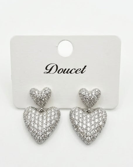 Double Pavé Hearts Earrings