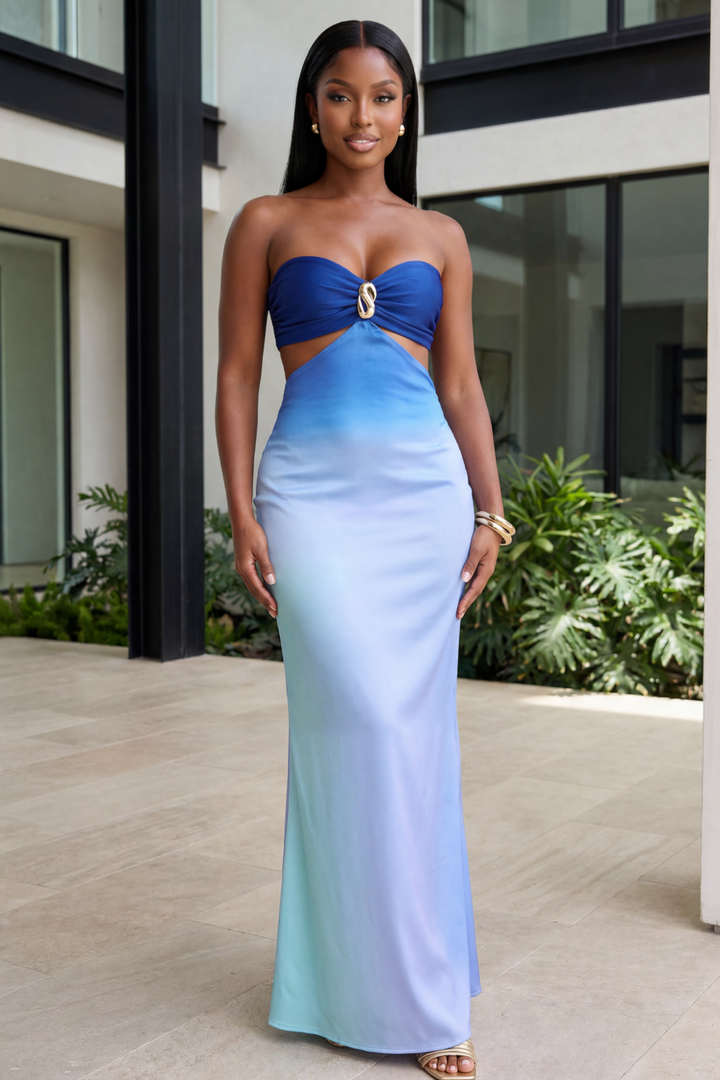 The Ocean Glow Maxi Dress [Blue Ombre]
