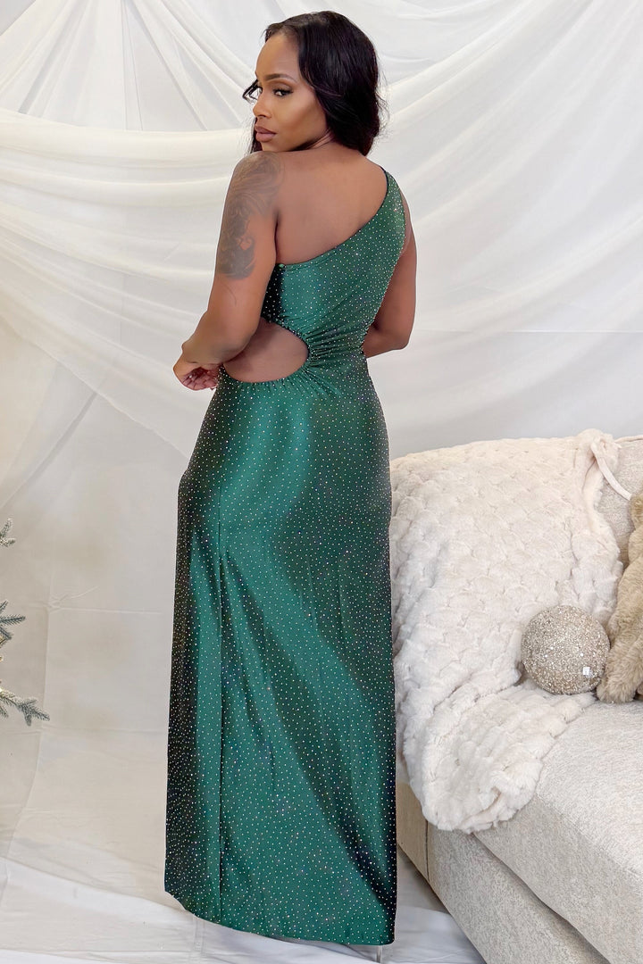Emerald Allure Cutout Gown (Green)