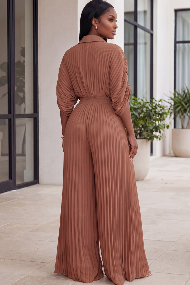 The Valeriana Pleated Jumpsuit [Terracotta]