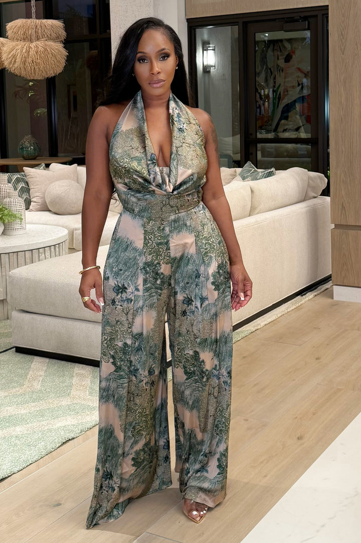 The Verde Escape Jumpsuit (Green Multi)