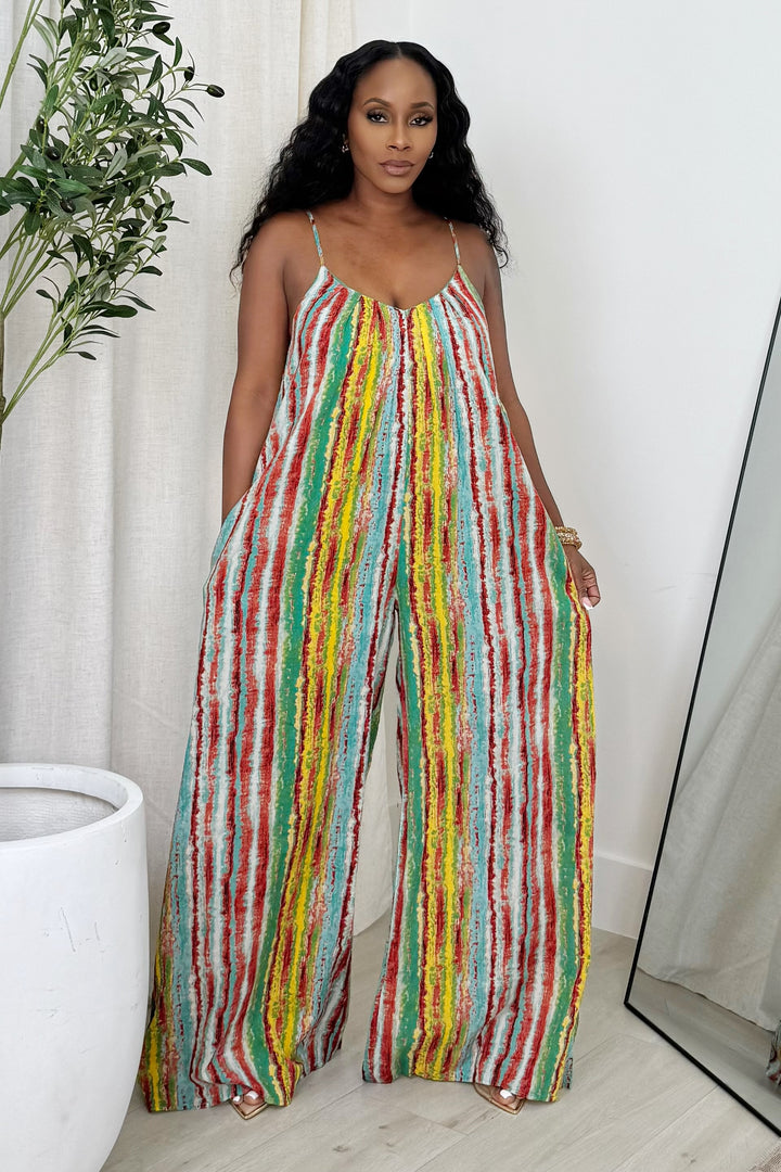 Pinstripe multi color jumpsuit