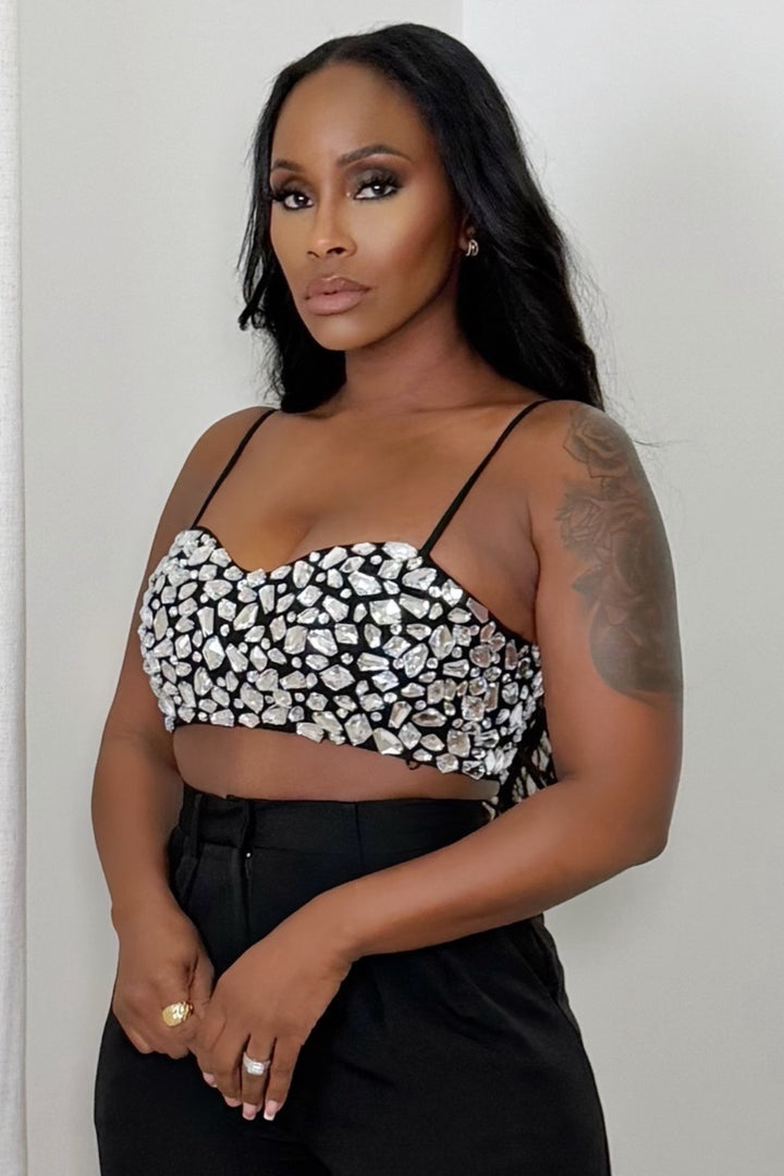 Midnight Spark Bustier Top [Black Crystal]