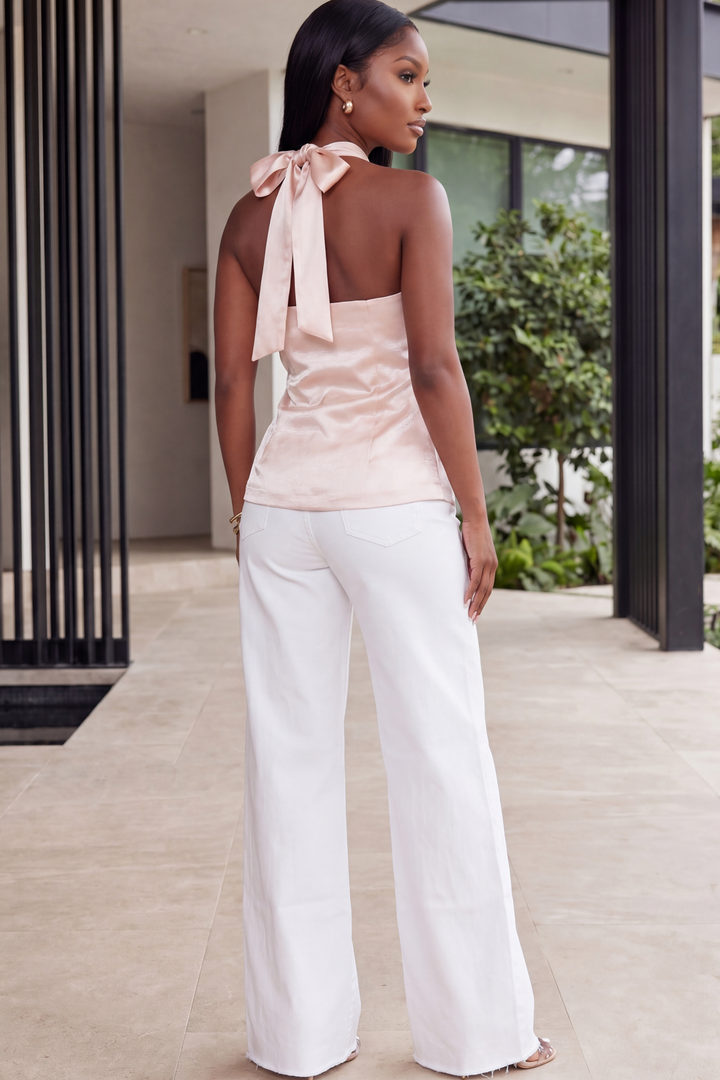 The Odette Floral  Halter Vest [Blush]