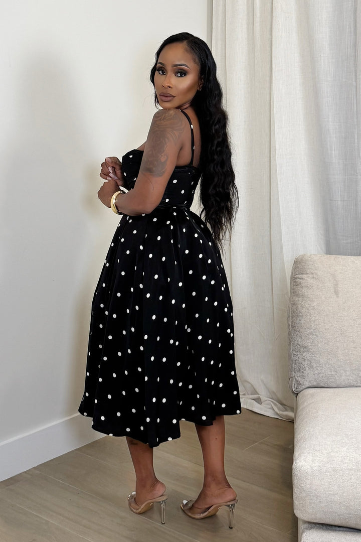 Timeless Charm Midi Dress [Black Polka Dot]