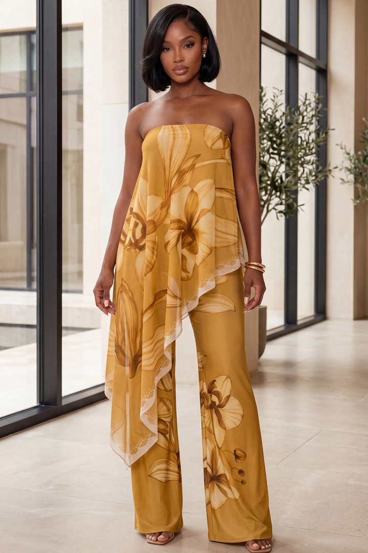 The Golden Bloom Drape Set [Mustard Floral]