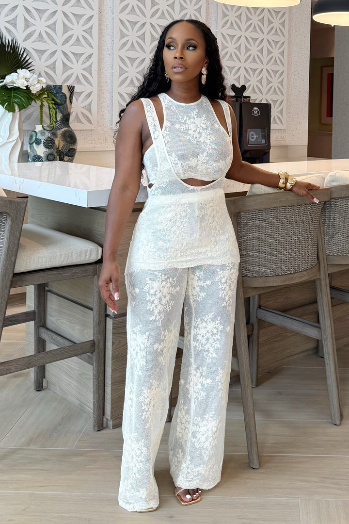 Ivory Whisper Lace Pants set (Ivory)