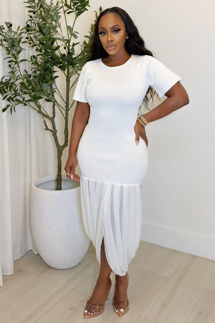 The Draped Elegance Dress [White]