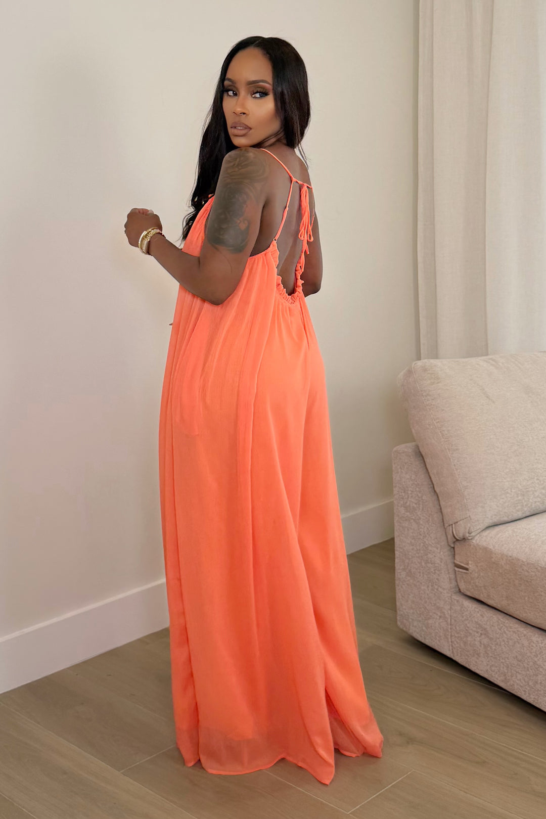 Flow Muse Wide-Leg Jumpsuit [Coral]