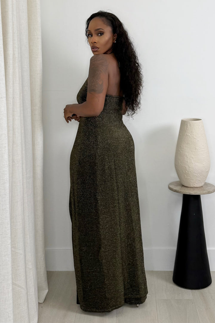 Gilded Aura Two-Piece pant & drape set (Black & Gold)