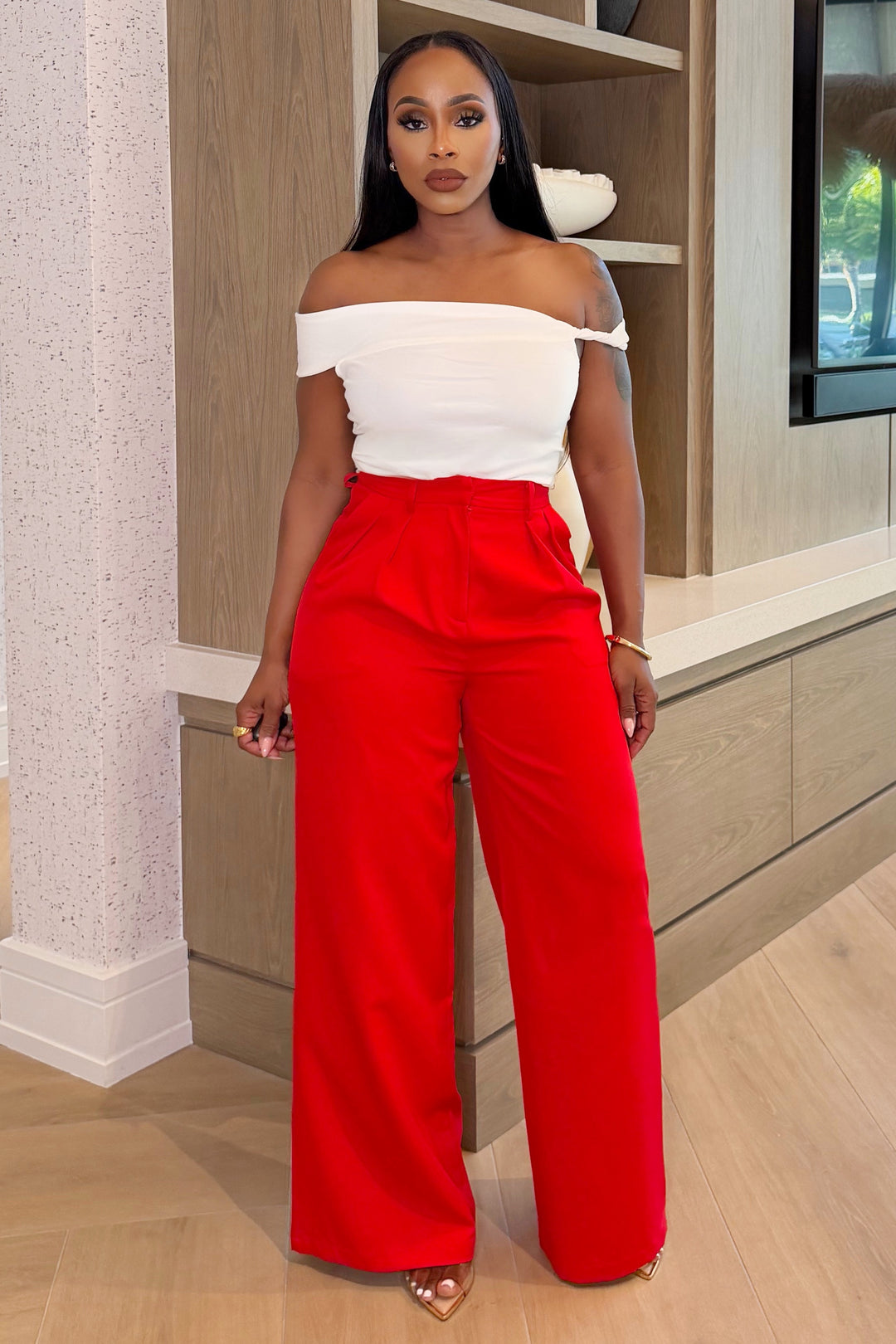 Go with the Flow Wide-Leg Pants [Red]