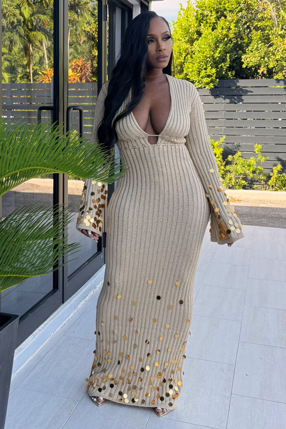 Luxe Aura Golden Dress (Gold)