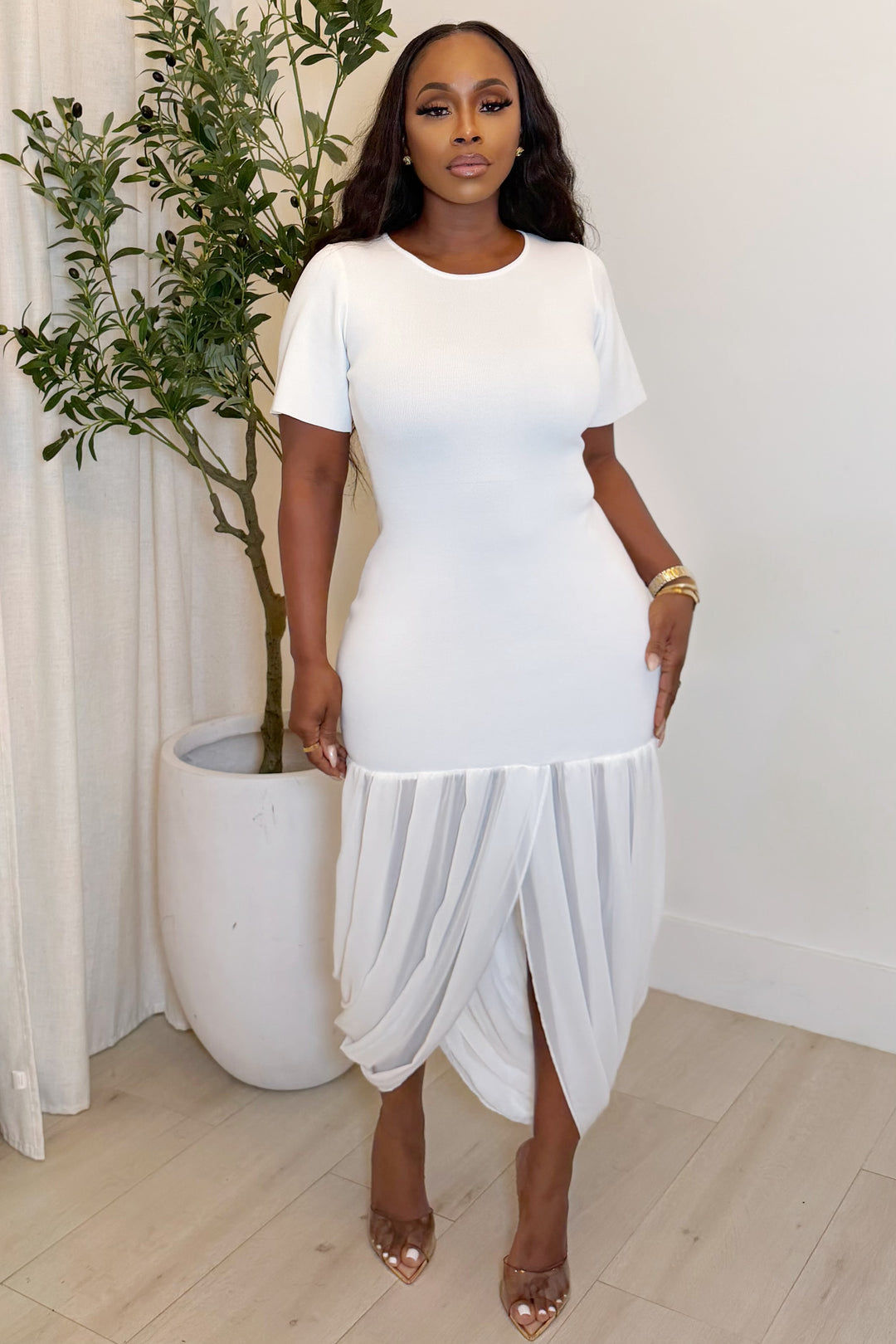 The Draped Elegance Dress [White]
