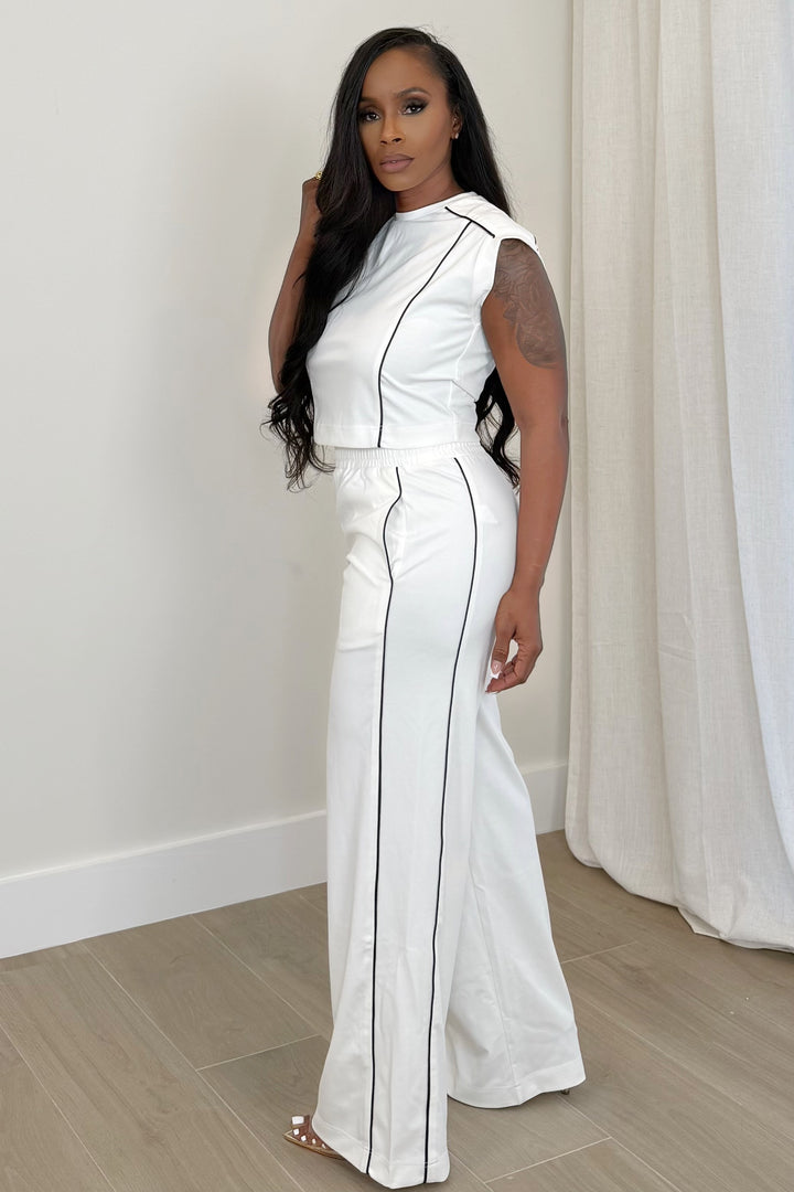 Defined Edge Luxe pant Set (White)