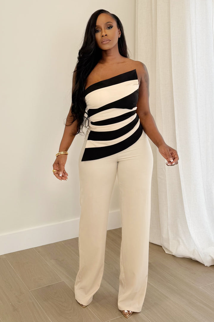 The Luxe Contrast Pant Set (Black & Ivory)