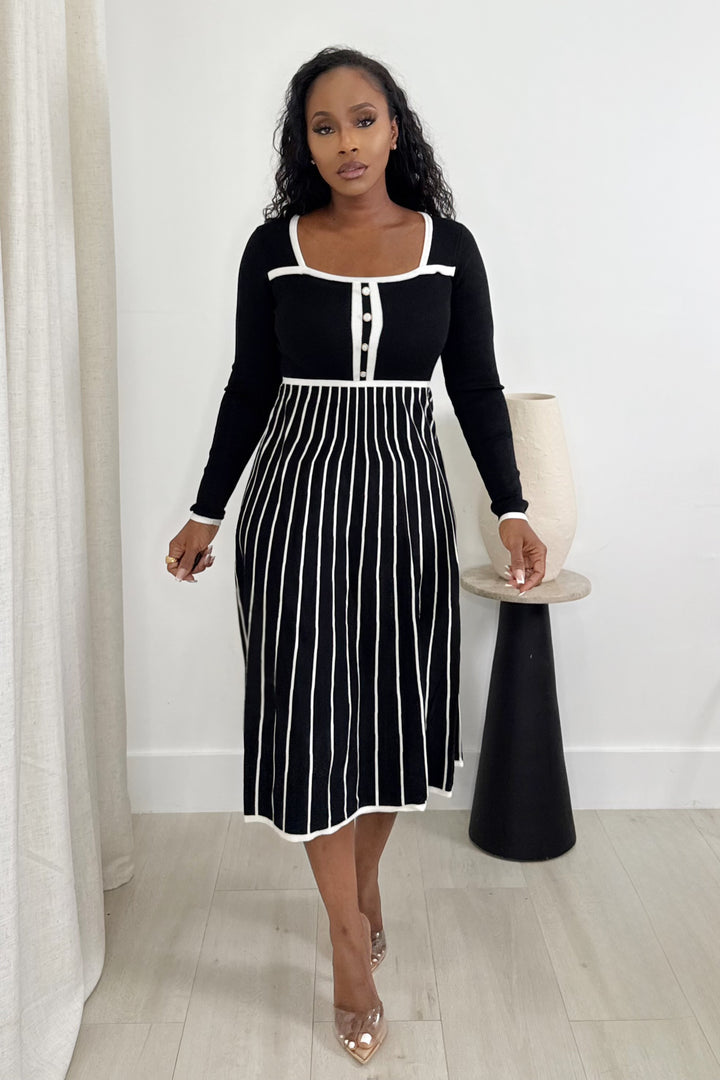The uptown classic midi dress (black & white)