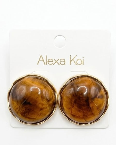 Amber Swirl Stud Earrings