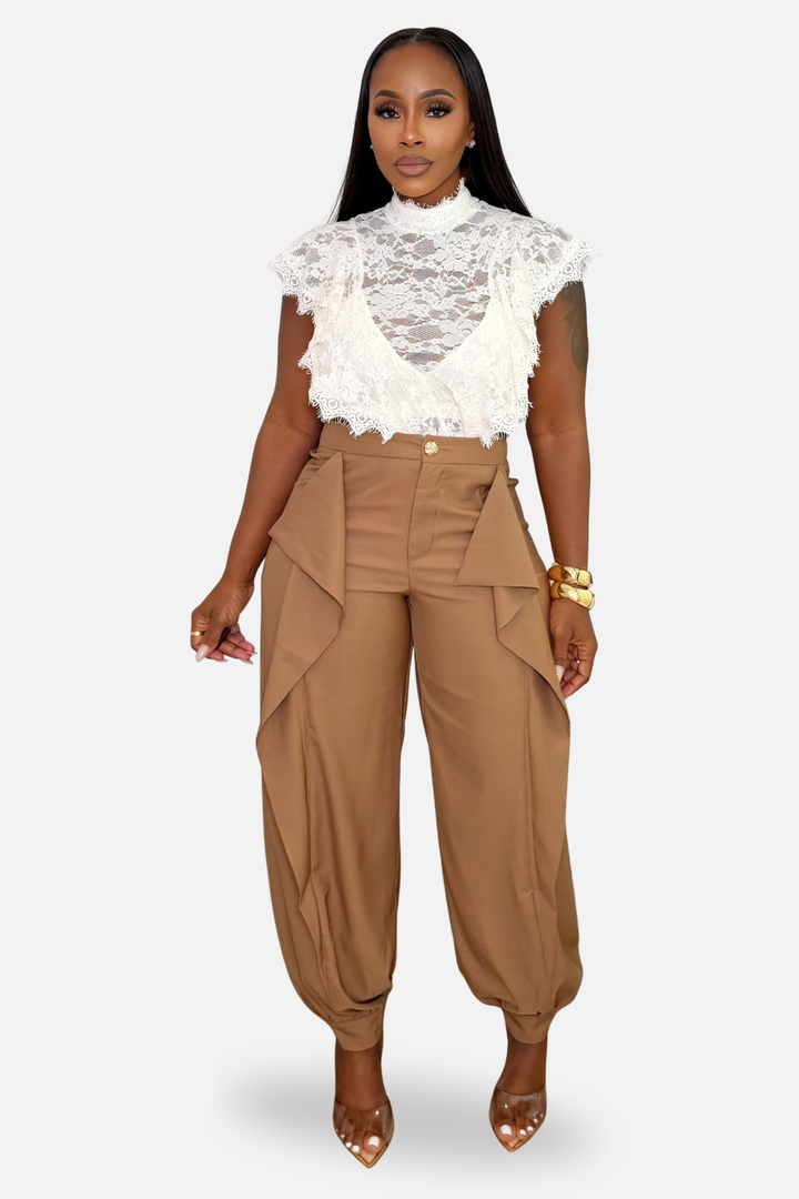 The Avery Cascade Ruffle Harem Pants