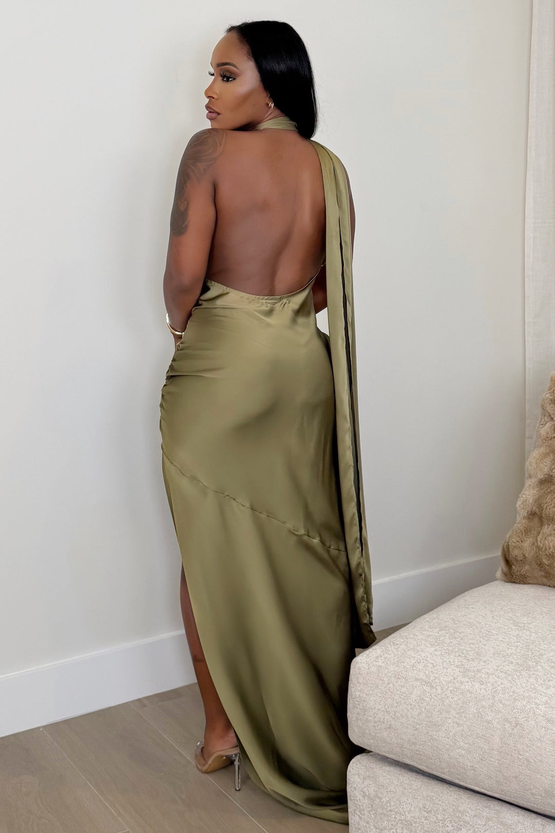 Elysian Drape Gown [Olive]