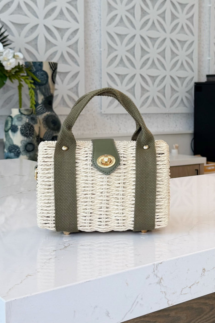 Two Tone Natural Straw Bag