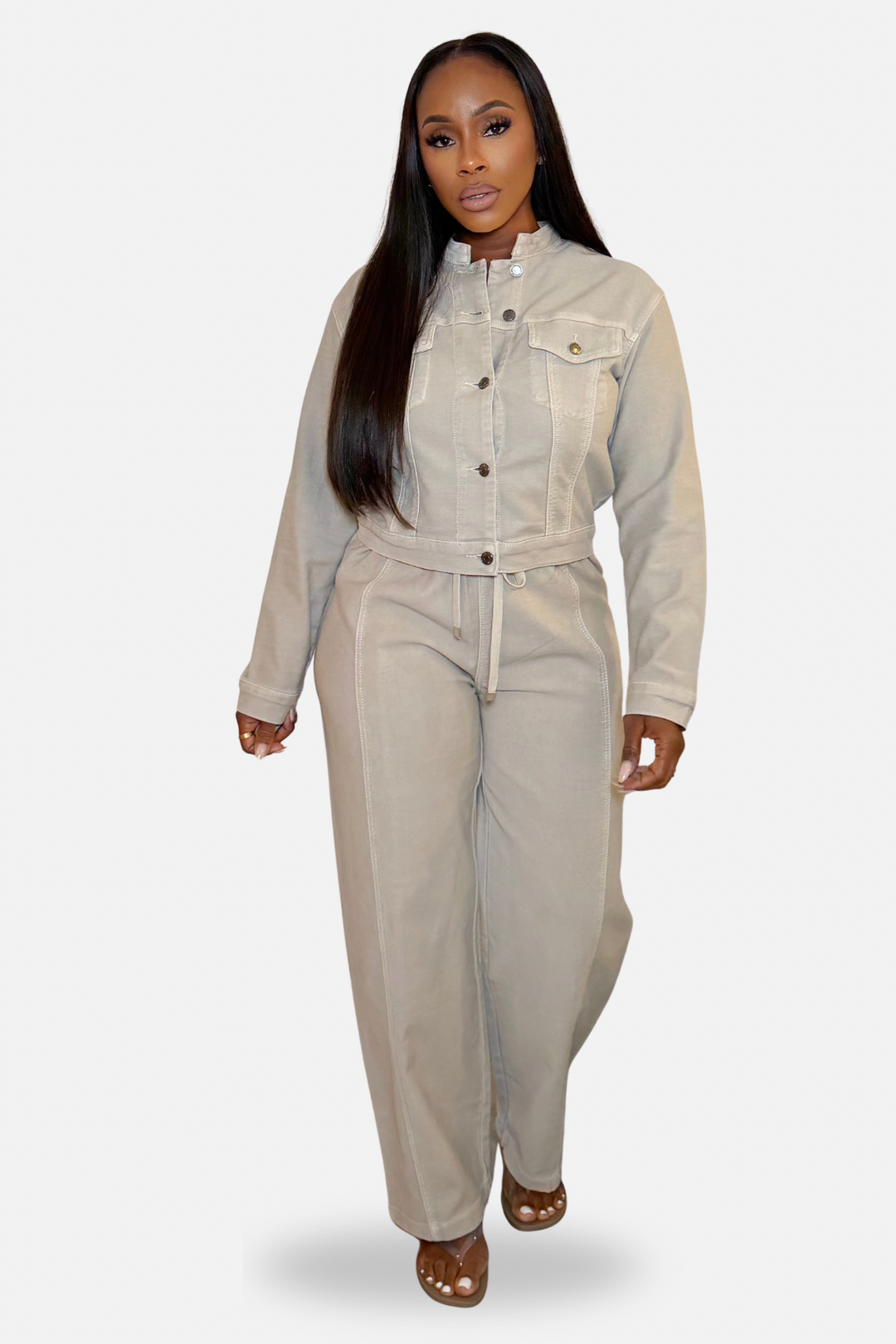 The Soft Denim Two Piece Set [Gray]