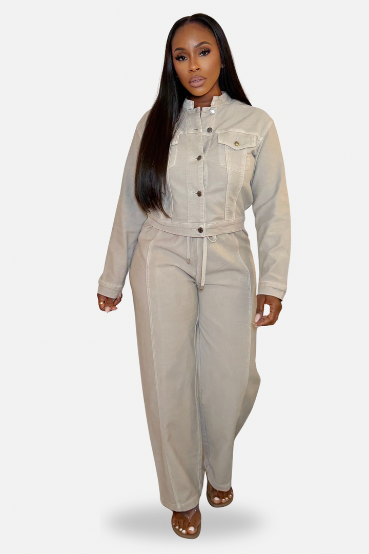 The Soft Denim Two Piece Set [Gray]