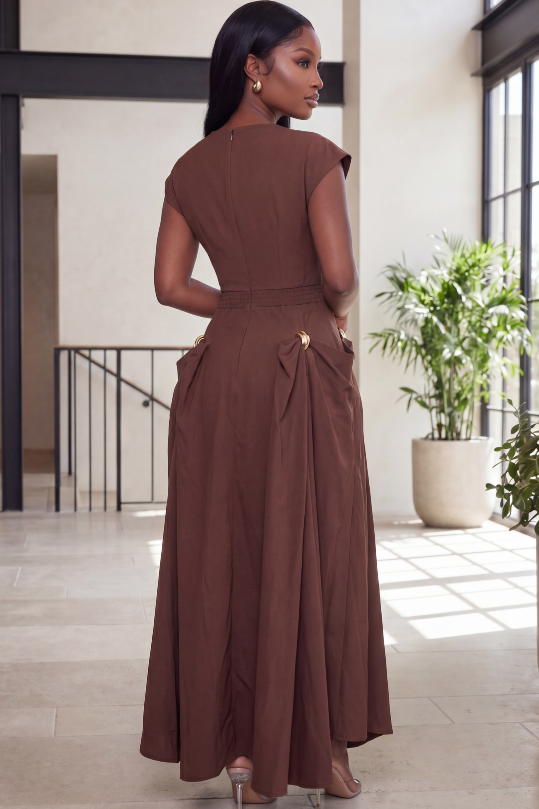 The Florentine Ring Maxi Dress [Chocolate]