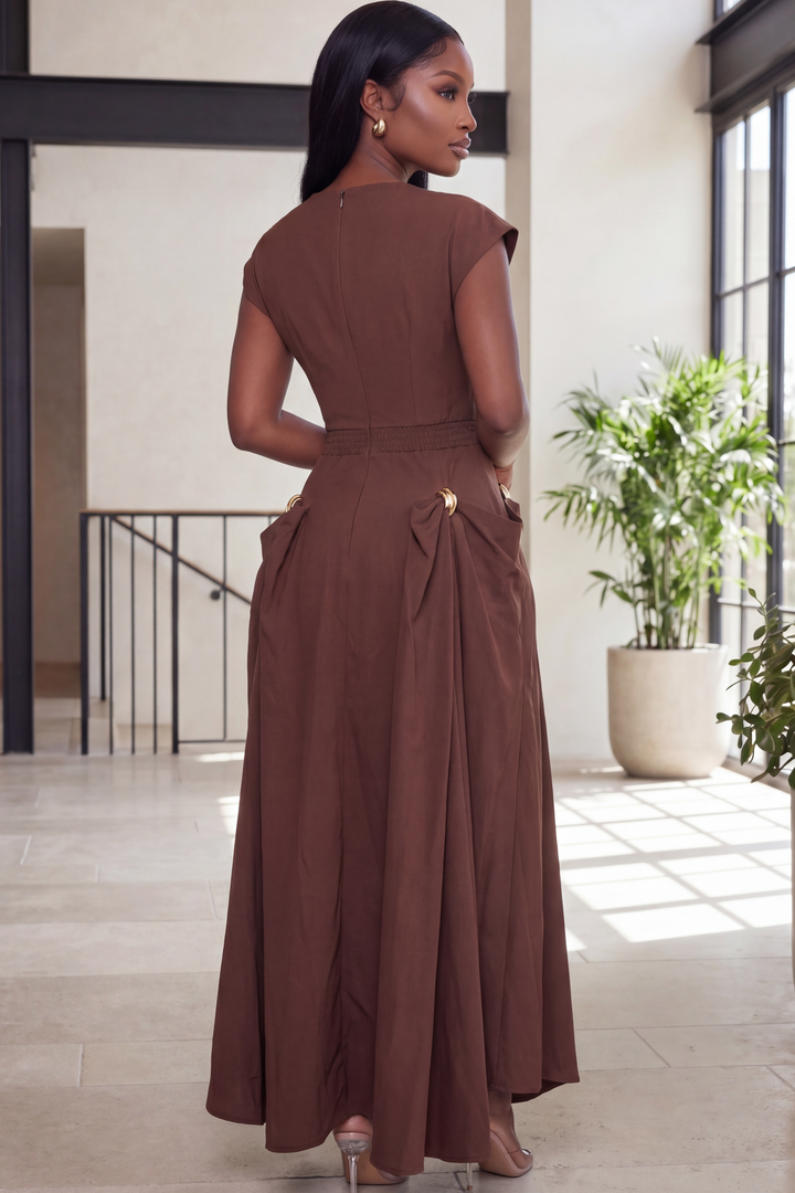 The Florentine Ring Maxi Dress [Chocolate]