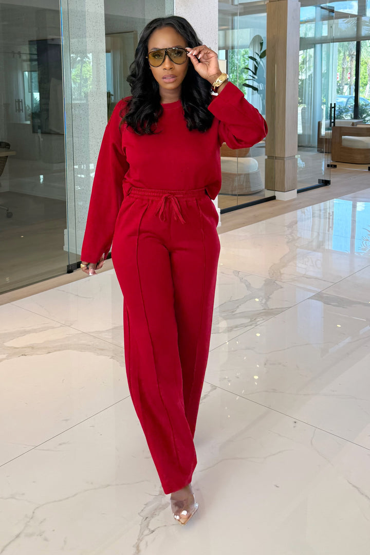 The Scarlet Mood Pant Set (Burgundy)
