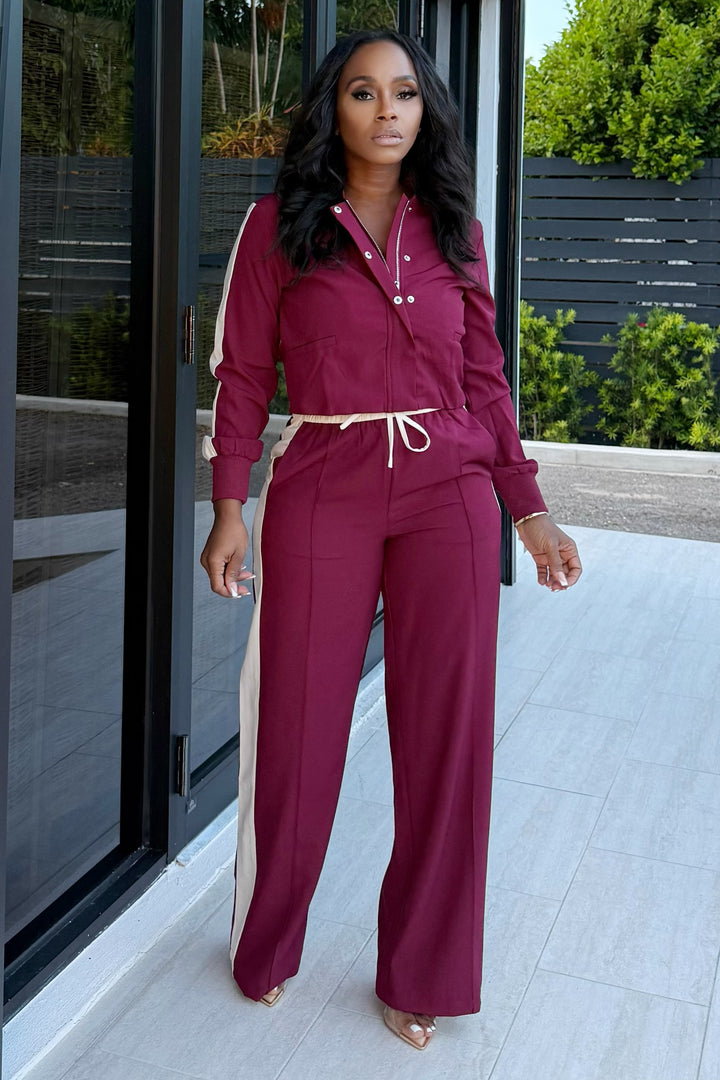 Luxe hour track Set (Burgundy & Tan)
