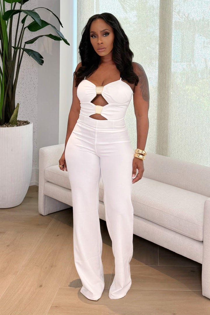 Goddess Glow Cutout jumpsuit (White)