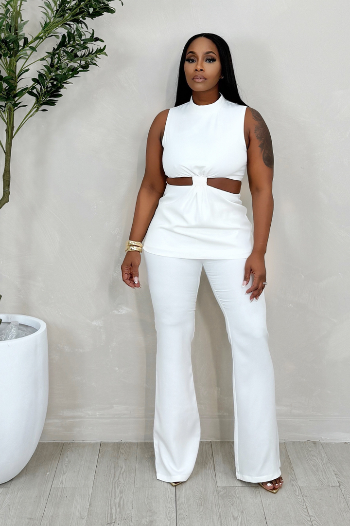 Ball Me Out Cut Sides Pant Set (White)