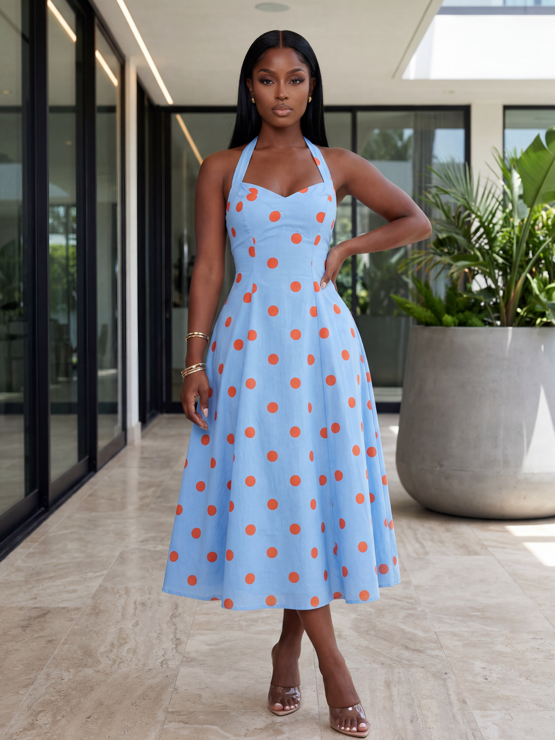 midi picnic dress Women's Blue Gingham Midi Dress | Cute Women's Dress