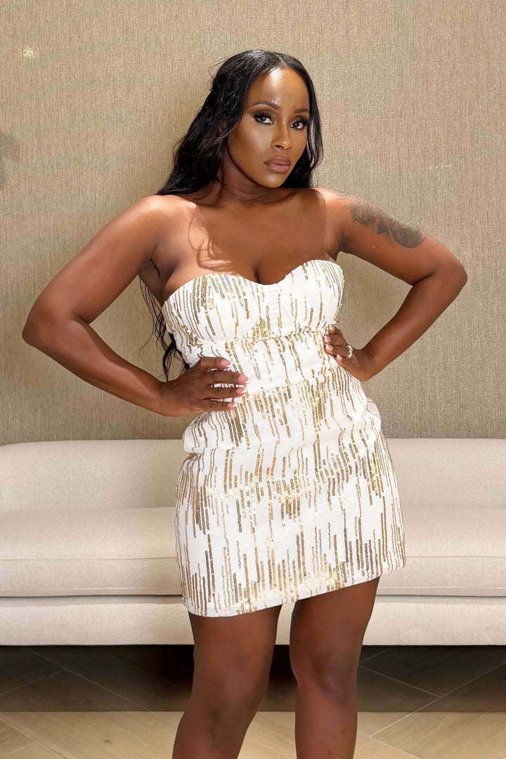 Golden Drip Sequin Mini (Gold & White)