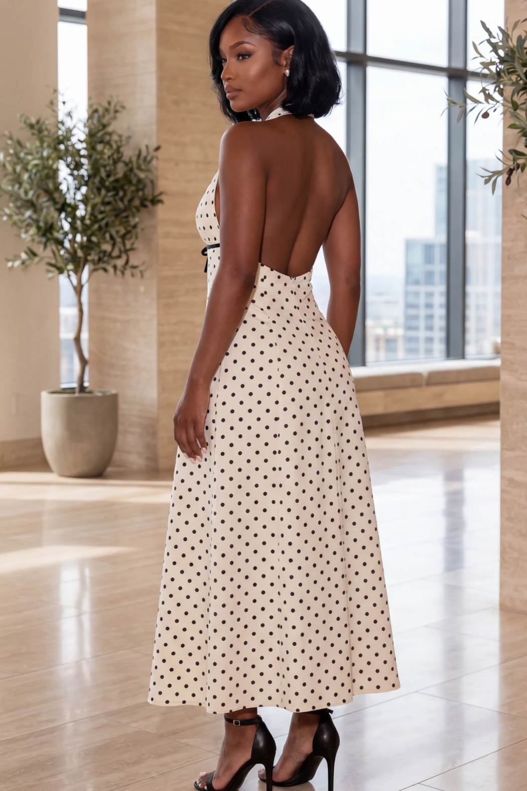 The Parisian Muse Dress [Ivory Polka Dot]